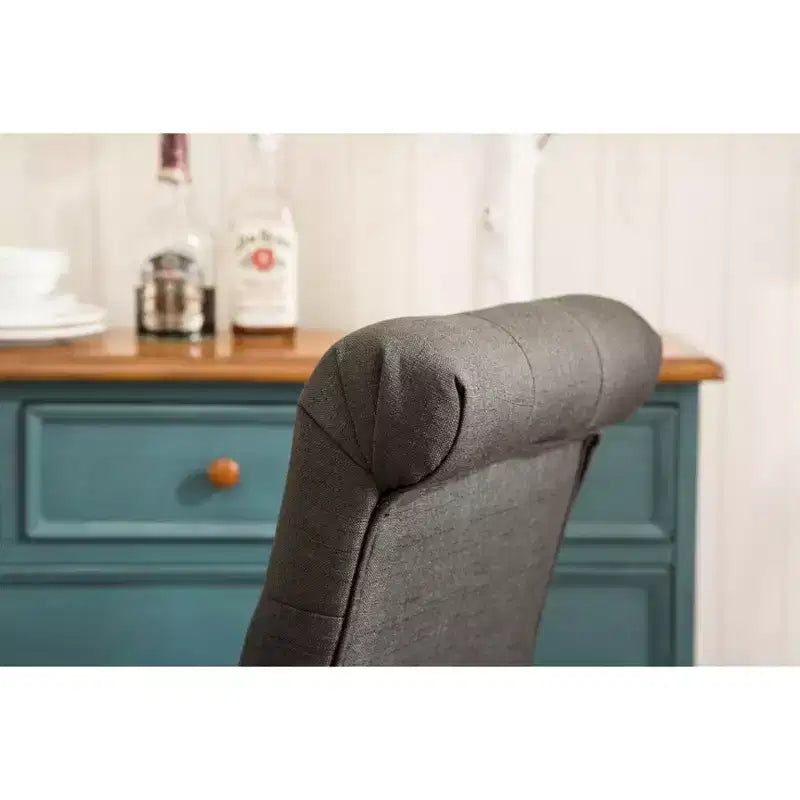 Chaise de salle à manger capitonnée en bois massif, anthracite