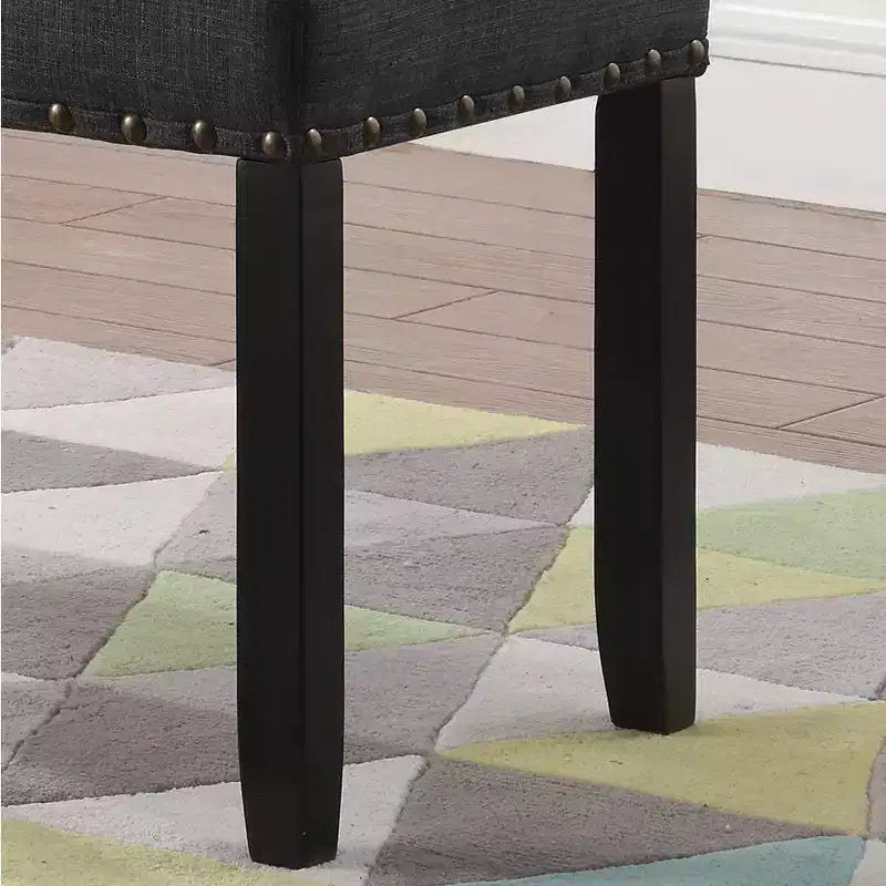 Banc de salle à manger en tissu avec clous décoratifs, gris