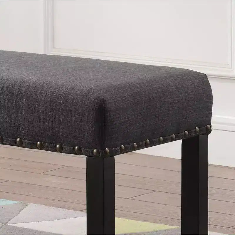 Banc de salle à manger en tissu avec clous décoratifs, gris