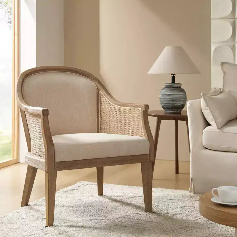 Fauteuil en rotin et bois massif style Ferme