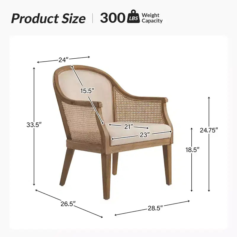 Fauteuil en rotin et bois massif style Ferme