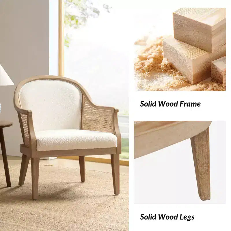 Fauteuil en rotin et bois massif style Ferme