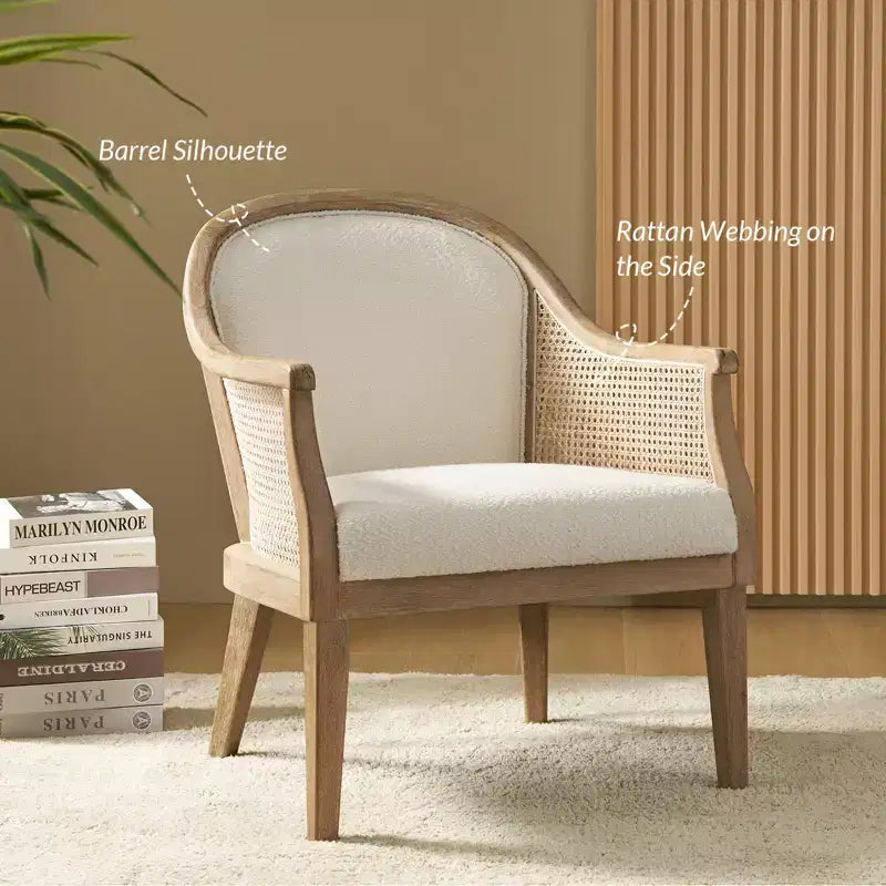 Fauteuil en rotin et bois massif style Ferme