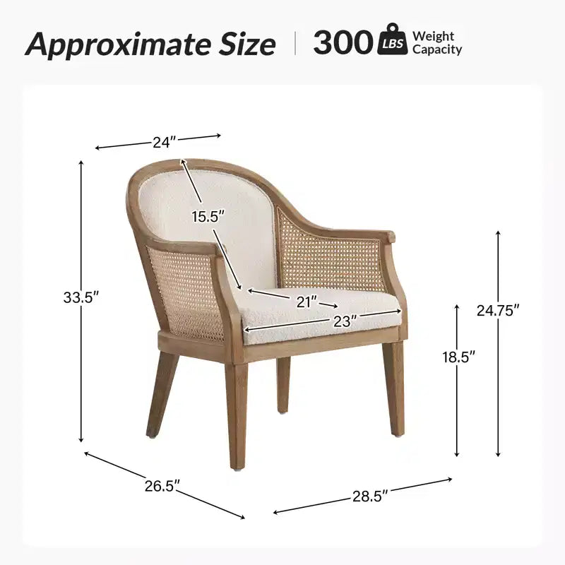 Fauteuil en rotin et bois massif style Ferme