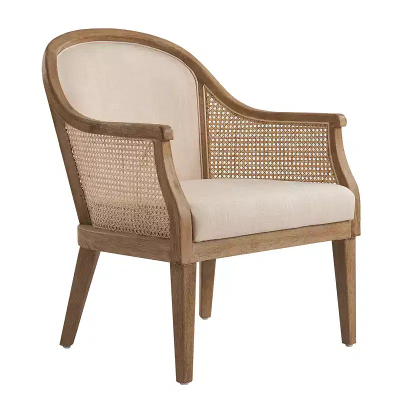 Fauteuil en rotin et bois massif style Ferme
