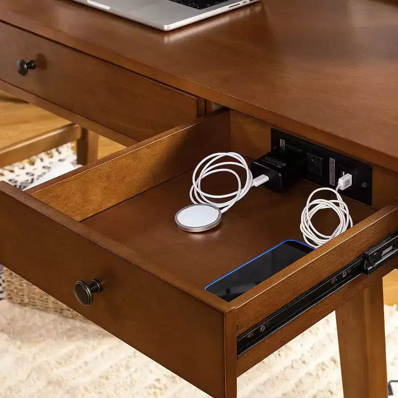 Bureau d'ordinateur avec prise électrique intégrée