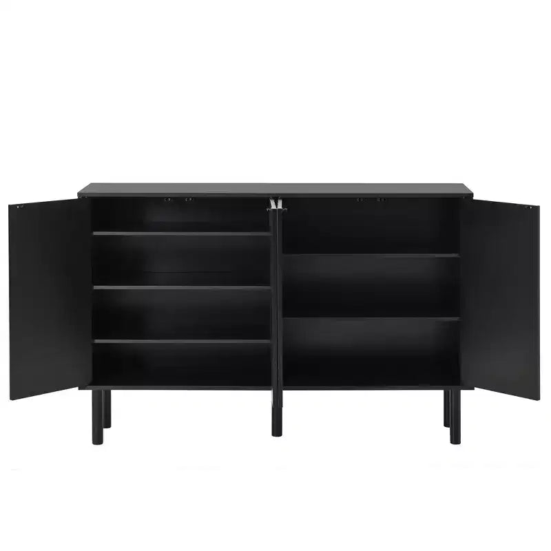Meuble à chaussures d'entrée de 55", armoire à chaussures à 3 niveaux avec 4 portes, buffet avec étagères réglables pour couloir et salon