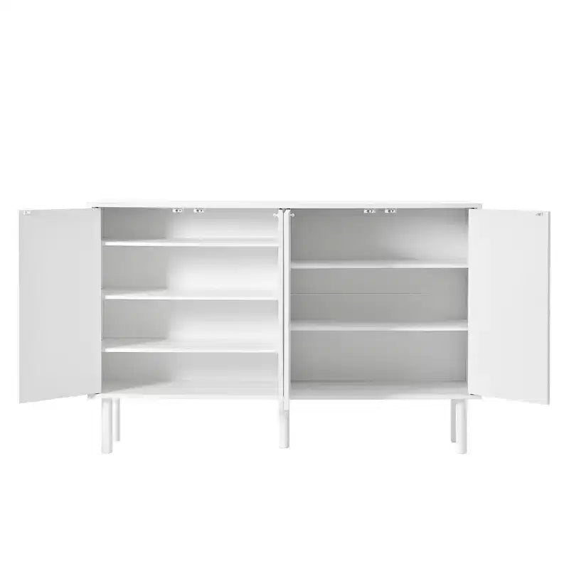 Meuble à chaussures d'entrée de 55", armoire à chaussures à 3 niveaux avec 4 portes, buffet avec étagères réglables pour couloir et salon