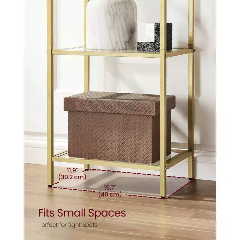 Étagère à 5 niveaux, étagère en verre trempé, design arqué
