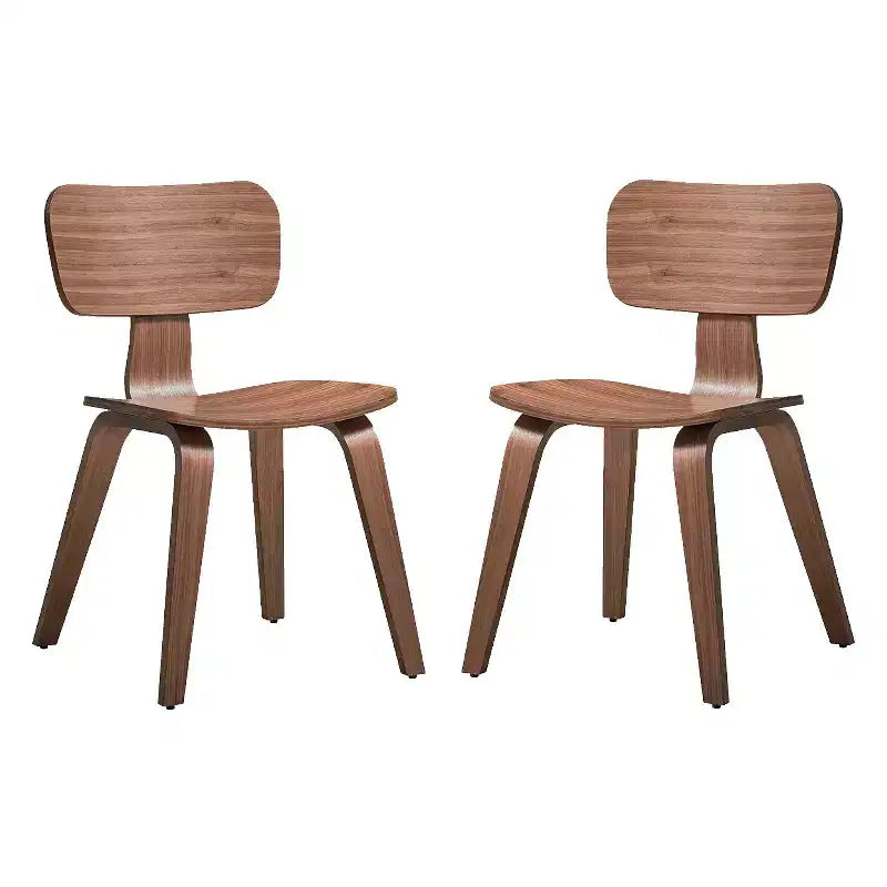 Simple Relax Set of 2 Wooden Side Chairs in Walnut