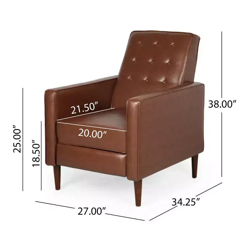 Fauteuils inclinables capitonnés Mid-Century Modern avec dossier poussoir