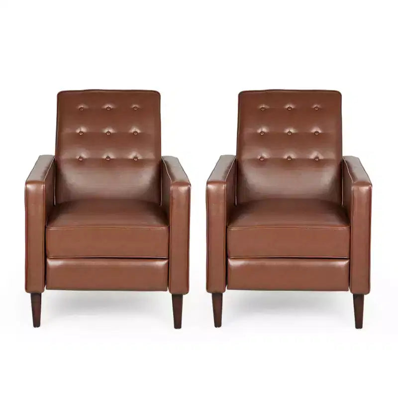 GDFStudio Mason Mid Century Modern Tufted Pushback Recliners (Set of 2)