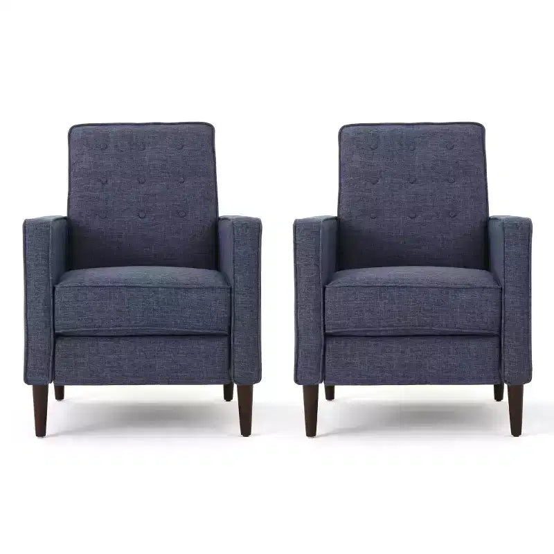 Fauteuils inclinables capitonnés Mid-Century Modern avec dossier poussoir