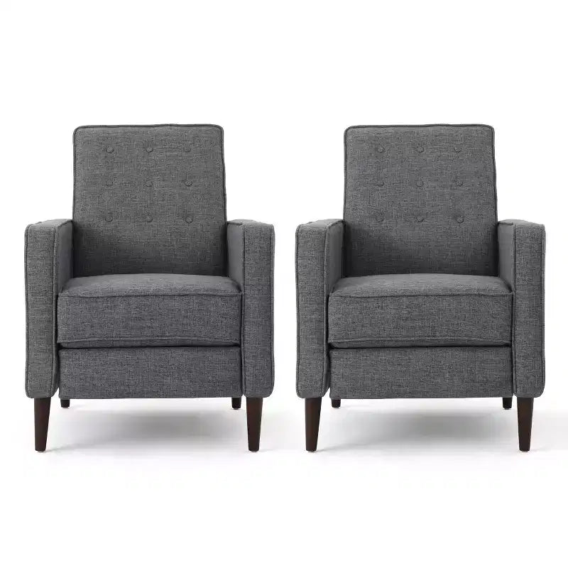 Fauteuils inclinables capitonnés Mid-Century Modern avec dossier poussoir