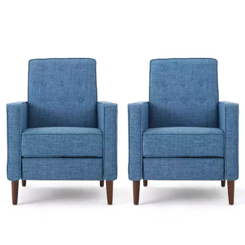 Fauteuils inclinables capitonnés Mid-Century Modern avec dossier poussoir
