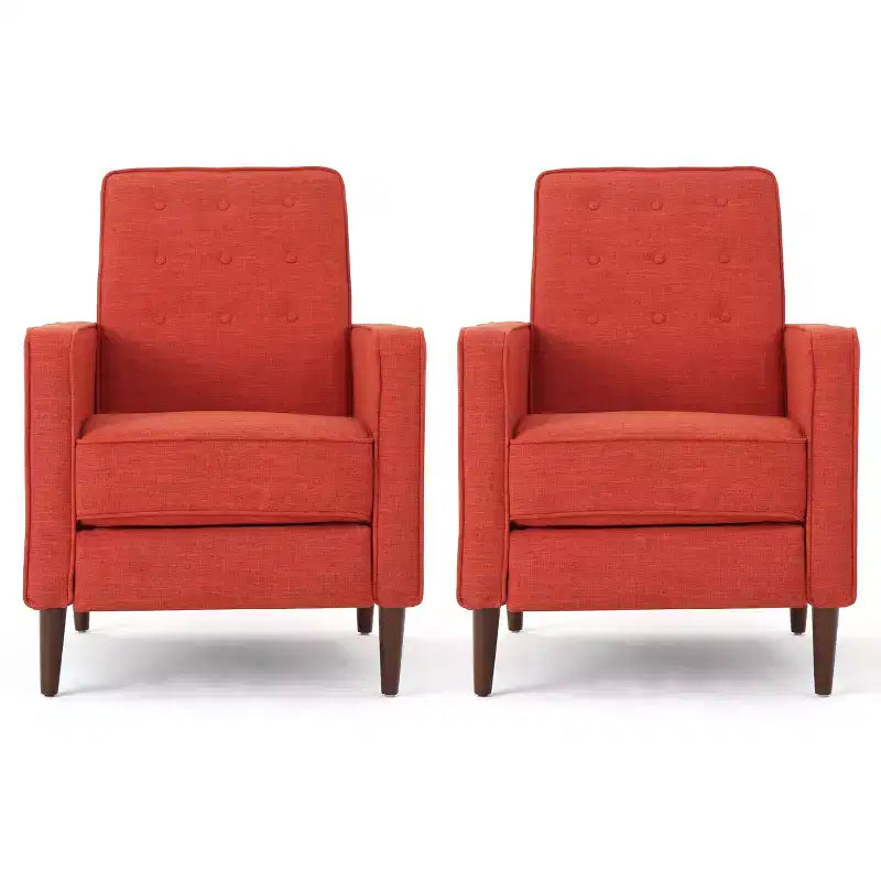 Fauteuils inclinables capitonnés Mid-Century Modern avec dossier poussoir
