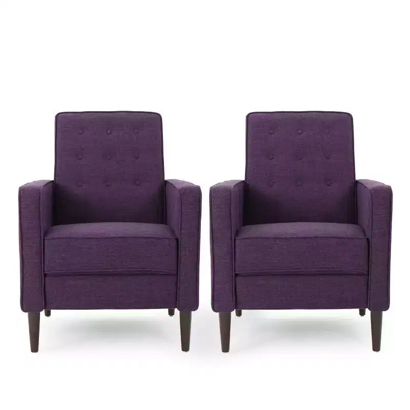 Fauteuils inclinables capitonnés Mid-Century Modern avec dossier poussoir