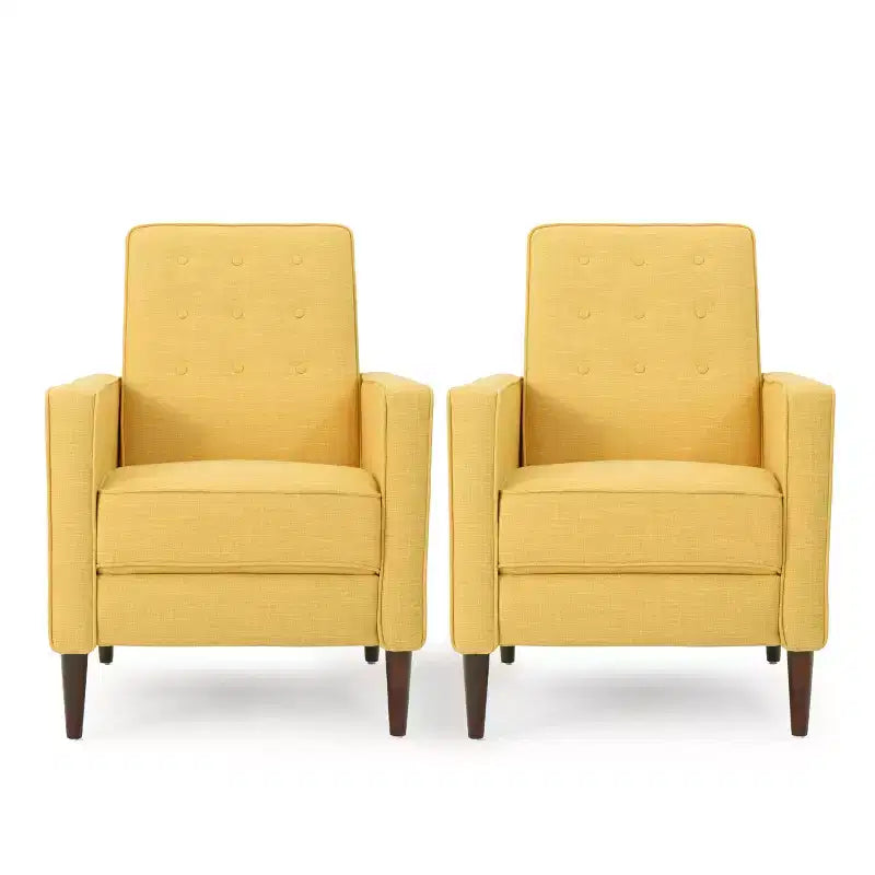 Fauteuils inclinables capitonnés Mid-Century Modern avec dossier poussoir