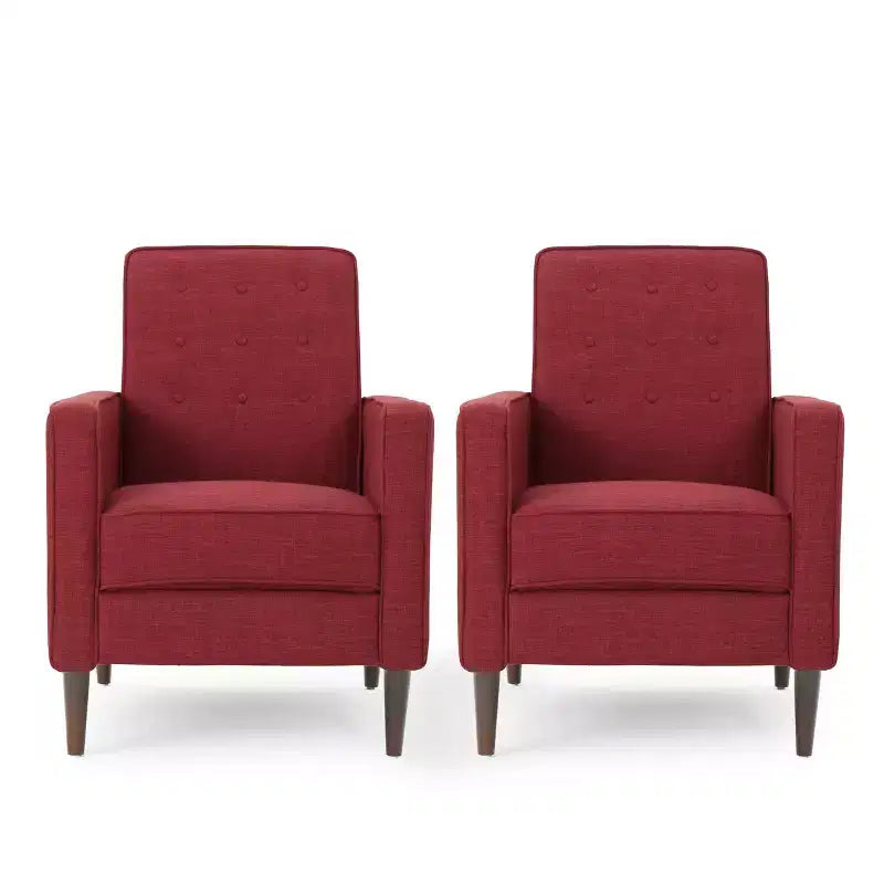Fauteuils inclinables capitonnés Mid-Century Modern avec dossier poussoir