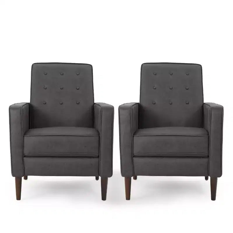 Fauteuils inclinables capitonnés Mid-Century Modern avec dossier poussoir