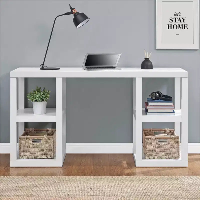 Bureau d'ordinateur à double piédestal