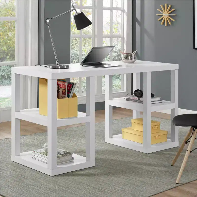 Bureau d'ordinateur à double piédestal