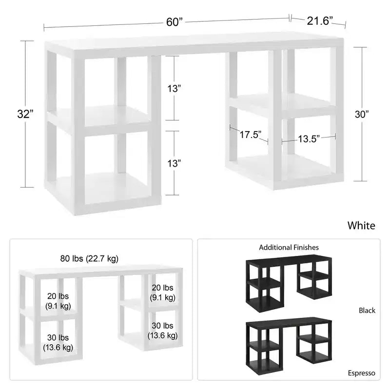 Bureau d'ordinateur à double piédestal