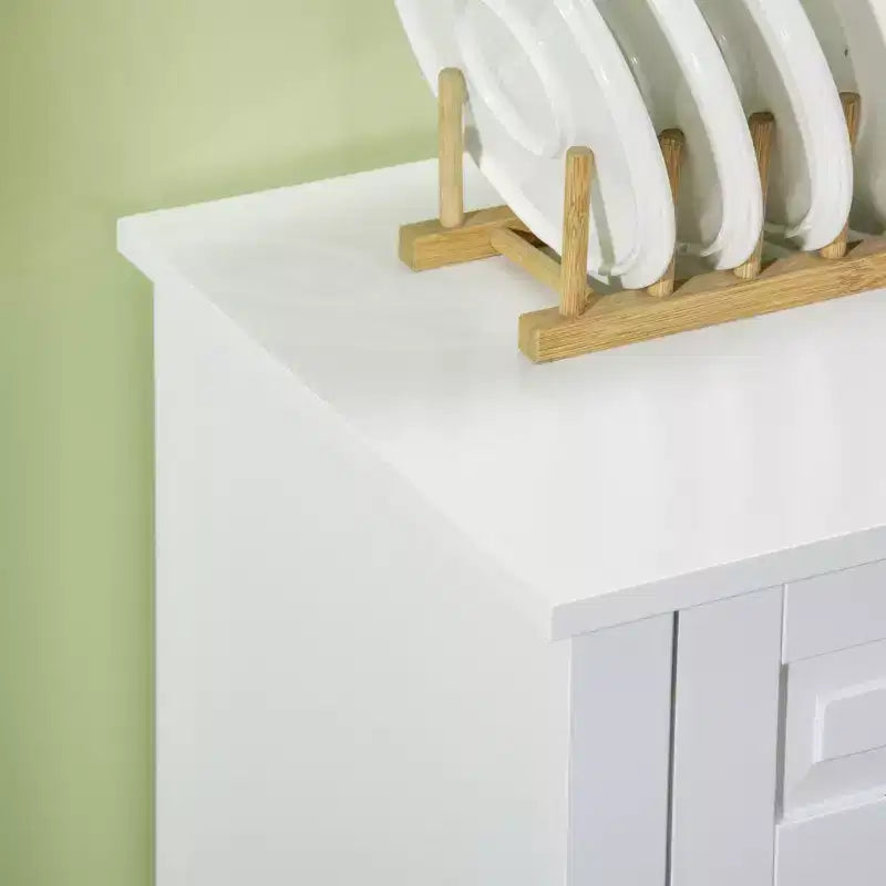 Meuble de Rangement, Buffet avec 2 Tiroirs et Étagères Réglables, Meuble de Rangement pour Entrée, Salon, Cuisine, Blanc