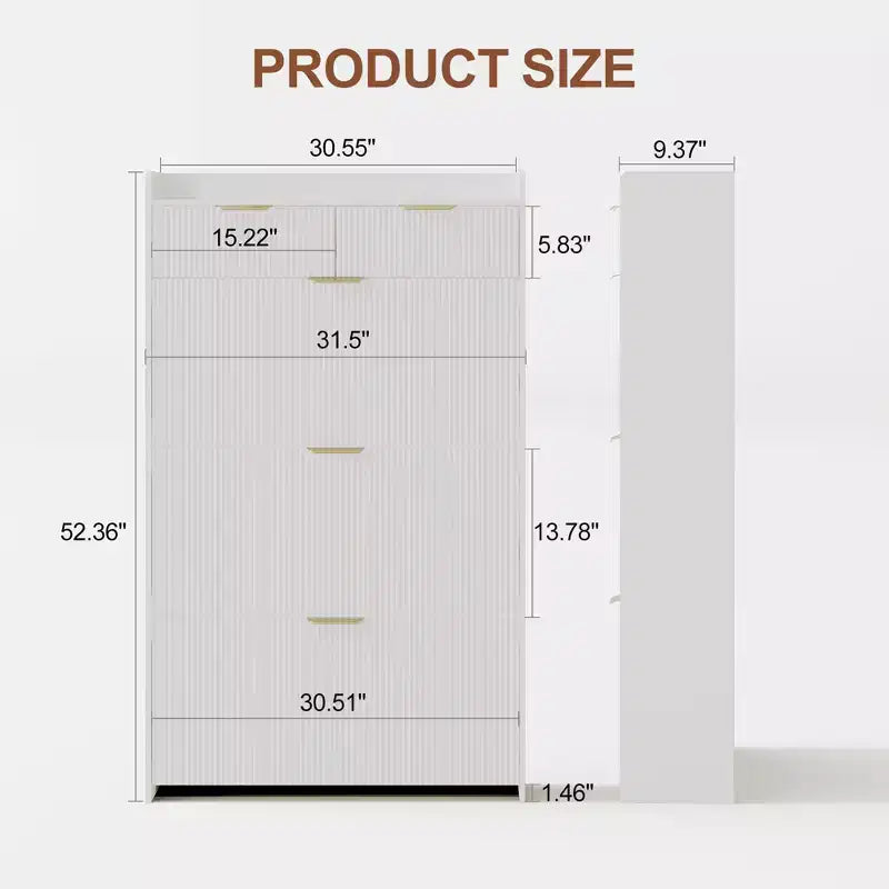 Meuble de rangement à chaussures slim cannelé de 80 cm pour entrée avec 2 tiroirs et étagère réglable