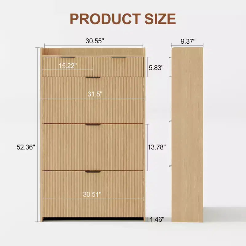 Meuble de rangement à chaussures slim cannelé de 80 cm pour entrée avec 2 tiroirs et étagère réglable