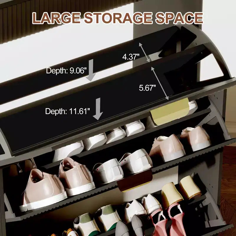 Meuble de rangement à chaussures slim cannelé de 80 cm pour entrée avec 2 tiroirs et étagère réglable