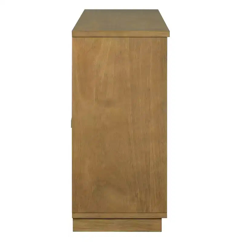 Meuble de rangement à 4 portes avec portes vitrées, grand buffet de rangement avec étagères réglables pour cuisine et salle à manger, vieux pin