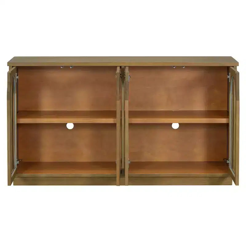 Meuble de rangement à 4 portes avec portes vitrées, grand buffet de rangement avec étagères réglables pour cuisine et salle à manger, vieux pin