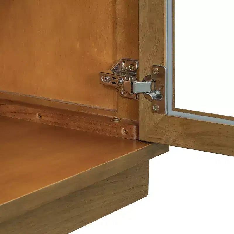 Meuble de rangement à 4 portes avec portes vitrées, grand buffet de rangement avec étagères réglables pour cuisine et salle à manger, vieux pin