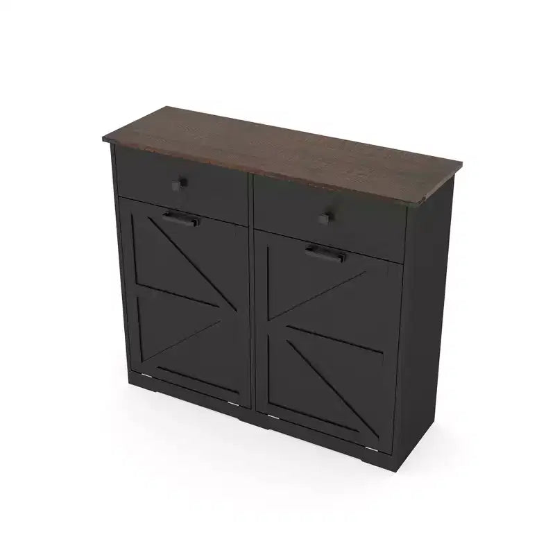 Meuble de Rangement Double de Style Ferme avec 4 Tiroirs, Meuble Autoportant, Meuble de Tri de Linge Style Grange pour Cuisine
