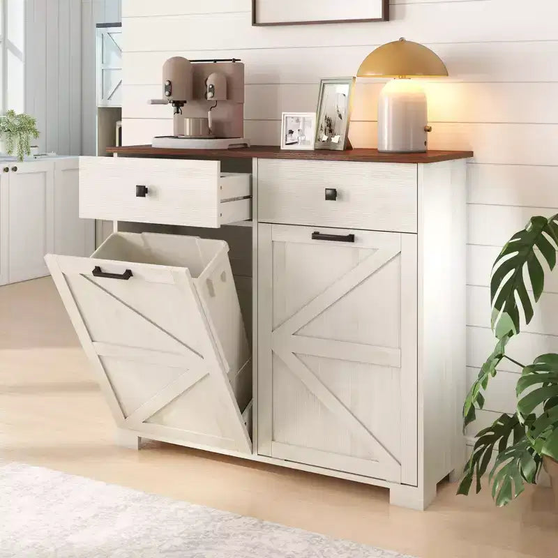 Meuble de Rangement Double de Style Ferme avec 4 Tiroirs, Meuble Autoportant, Meuble de Tri de Linge Style Grange pour Cuisine