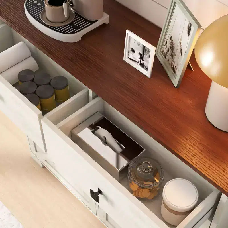 Meuble de Rangement Double de Style Ferme avec 4 Tiroirs, Meuble Autoportant, Meuble de Tri de Linge Style Grange pour Cuisine