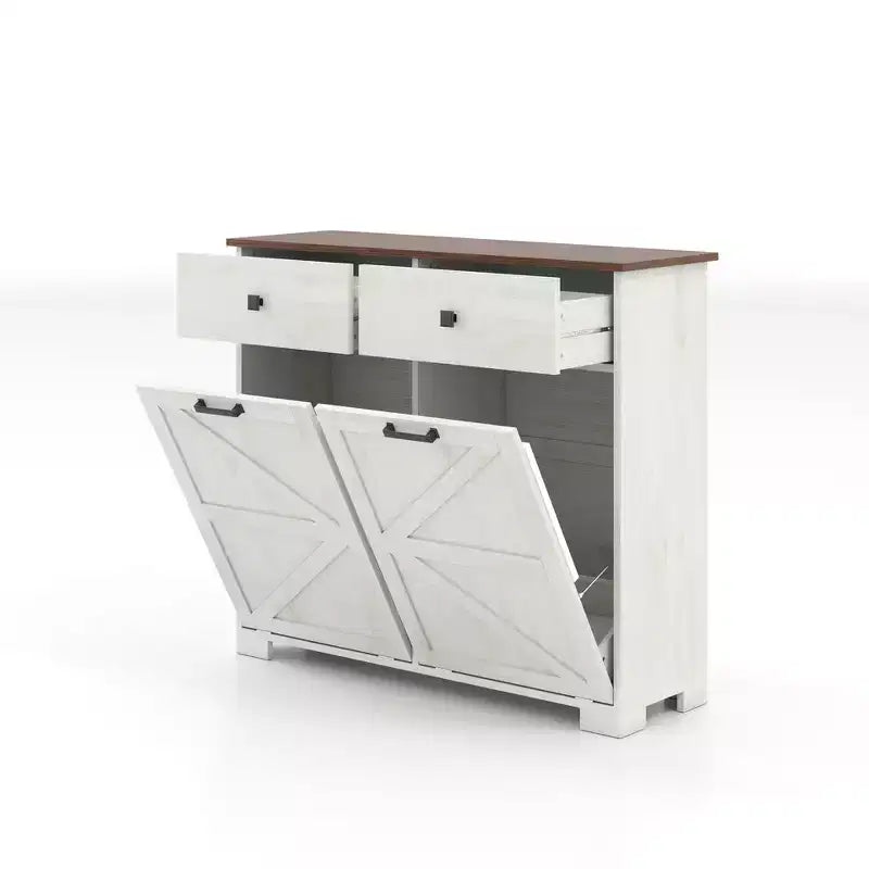 Meuble de Rangement Double de Style Ferme avec 4 Tiroirs, Meuble Autoportant, Meuble de Tri de Linge Style Grange pour Cuisine