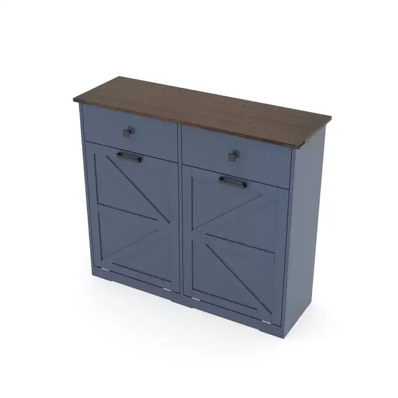 Meuble de Rangement Double de Style Ferme avec 4 Tiroirs, Meuble Autoportant, Meuble de Tri de Linge Style Grange pour Cuisine