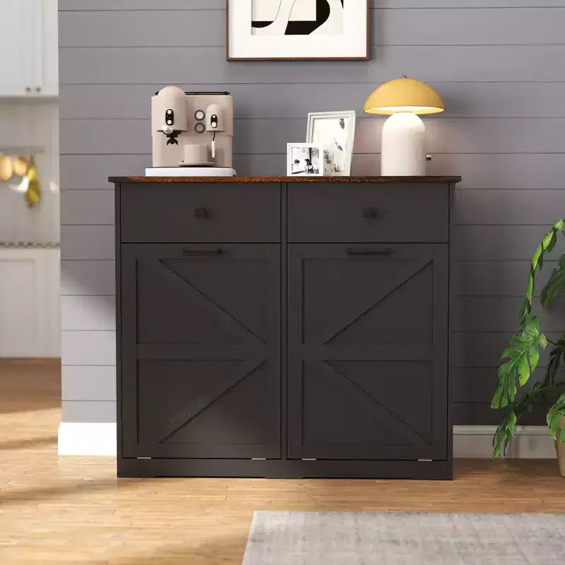 Meuble de Rangement Double de Style Ferme avec 4 Tiroirs, Meuble Autoportant, Meuble de Tri de Linge Style Grange pour Cuisine