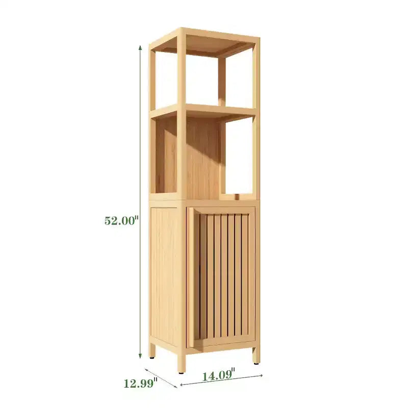 Armoire de rangement de salle de bain en bambou, meuble autoportant multifonctionnel avec 2 étagères et 1 porte, organisateur de salle de bain et de cuisine
