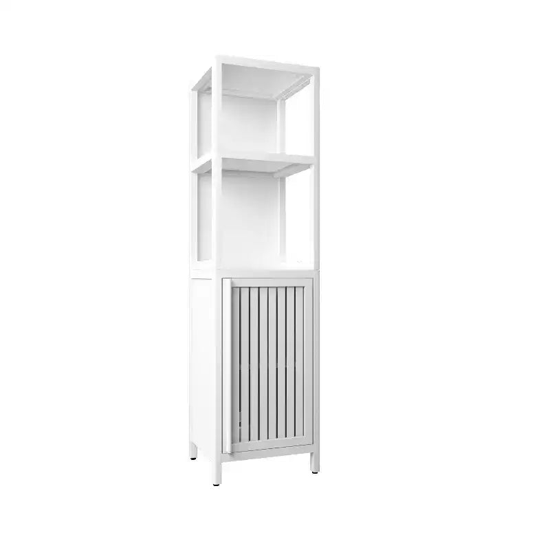 Armoire de rangement de salle de bain en bambou, meuble autoportant multifonctionnel avec 2 étagères et 1 porte, organisateur de salle de bain et de cuisine