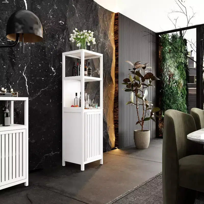 Armoire de rangement de salle de bain en bambou, meuble autoportant multifonctionnel avec 2 étagères et 1 porte, organisateur de salle de bain et de cuisine