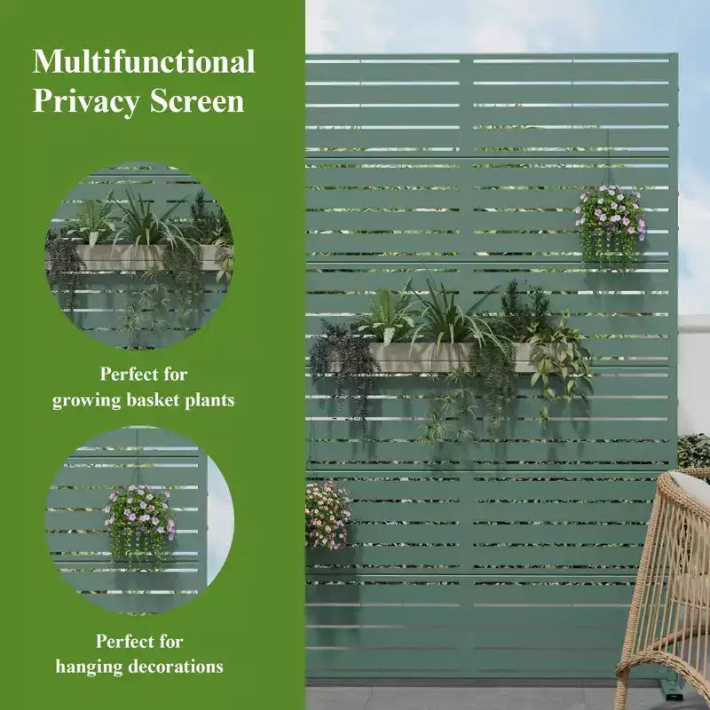Cloison Paravent Extérieure en Métal pour Patio, Séparateur de Pièce Autonome pour Intérieur, Blanc