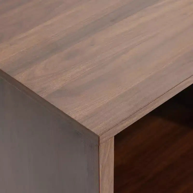 Meuble TV 55 po Noyer pour téléviseurs jusqu'à 60 po, Panneau de porte en corde tressée, Petit meuble console multimédia avec tiroir, Marron