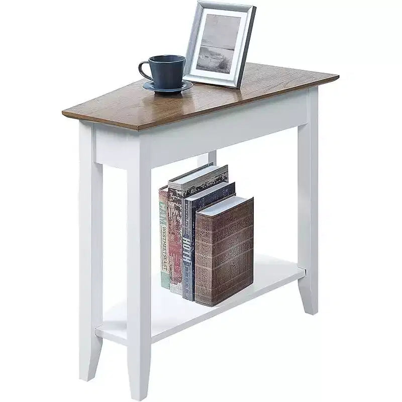 Table d'appoint ronde avec étagère inférieure, table d'appoint élégante avec pieds courbés, table d'appoint stylée pour le rangement du salon