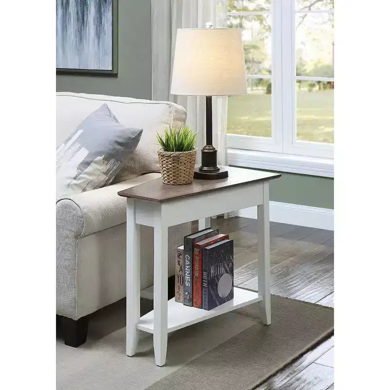 Table d'appoint ronde avec étagère inférieure, table d'appoint élégante avec pieds courbés, table d'appoint stylée pour le rangement du salon