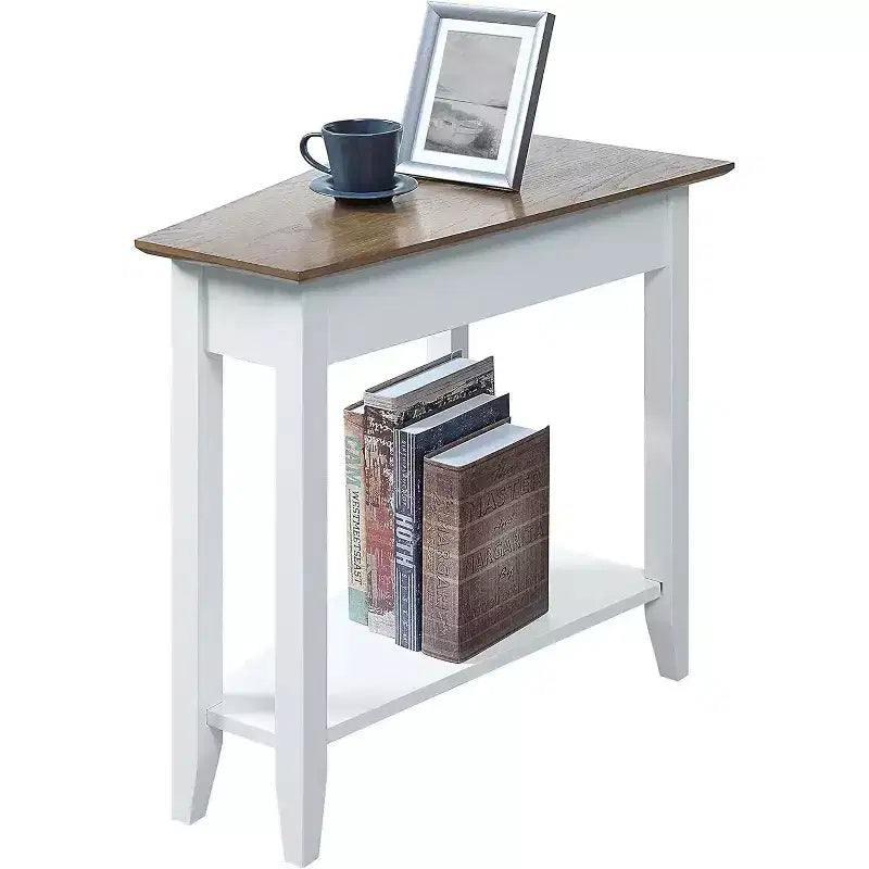 Table d'appoint ronde avec étagère inférieure, table d'appoint élégante avec pieds courbés, table d'appoint stylée pour le rangement du salon