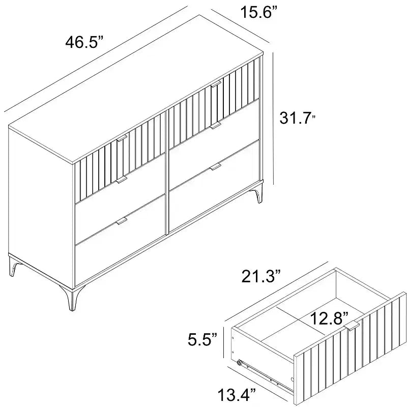 Commode 6 tiroirs- Noyer ambré
