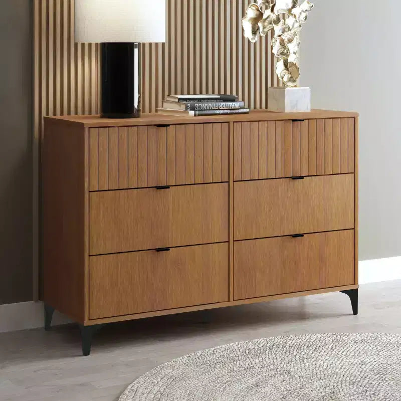 Commode 6 tiroirs- Noyer ambré